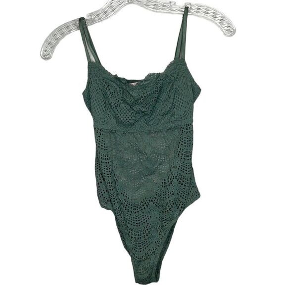 Victoria Secret Open Back Green Lace Teddy Bodysuit. Size Small. - Picture 1 of 10